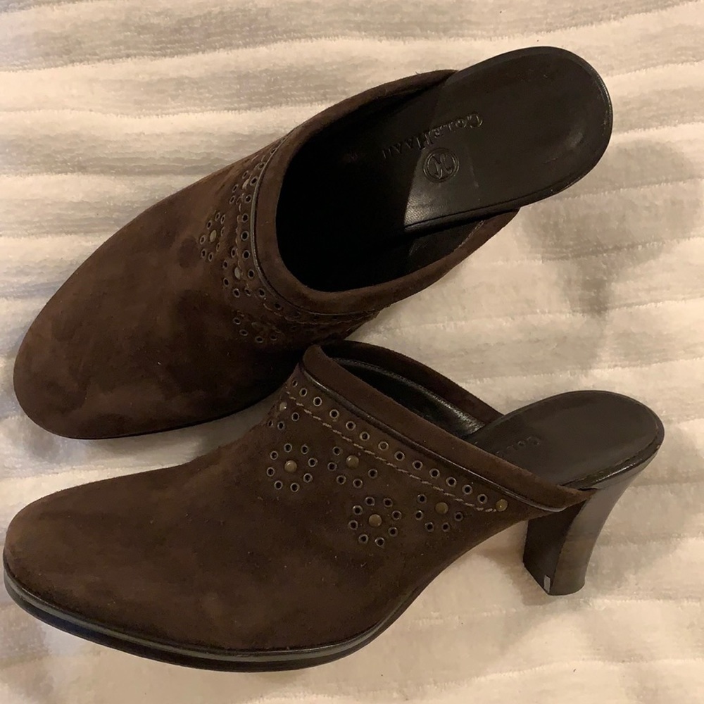 Cole Haan Brown Suede Mules. Size 7.5.